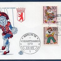 F45) Berlin FDC 1970 - MiNr. 373-376 - Wohlfahrtsmarken - Marionetten