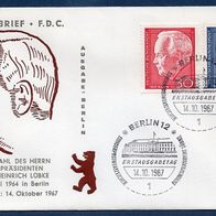 G067) Berlin FDC 1967 - MiNr. 314 und 315 - Bundespräsident Heinrich Lübke