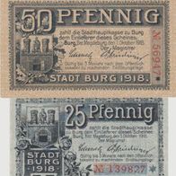 Burg-Magdeburg Notgeld 25-50-Pfennig vom 01-10-1918 2Scheine