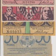 Poppard-Notgeld 10-25-50 Pfennige 31-12-1920, 25-50-Pf-v.30.031921, 50Pf-v.21-04-1921