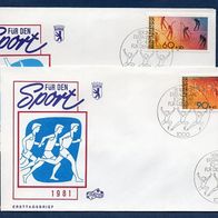 G285) Berlin FDC 1981 - MiNr. 645-646 - Für den Sport - 2 FDC