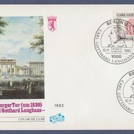 G316) Berlin FDC 1982 - MiNr. 684 - C. G. Langhans - Erbauer des Brandenburger Tor