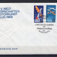 DDR 1968 Weltmeisterschaften im Motorkunstflug, Magdeburg MiNr. 1391 - 1392 FDC geste
