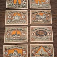 8 Gutscheine Notgeld Süderbrarup 50 Pfennig Vintage