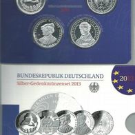 Silber-Set 50 Euro Deutschland 5 x 10 Euro 2013 PP/ Proof