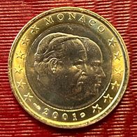 1 Euro Münze Monaco 2001, Unzirkuliert, frisch aus Originalrolle!