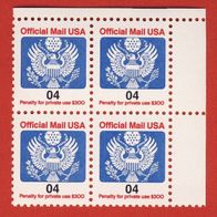 USA 1991 Dienstmarken Mi.116 4er Block Postfrisch