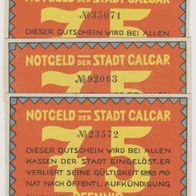 Calar-Notgeld-Niederrhein 3x75 Pf.-von-1921 3Scheine