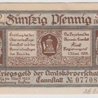 Cannstatt-Notgeld 50Pf. vom 15.06.1918 bis 01-04-1920 -große-Kz.