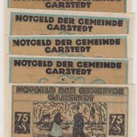 Carstedt-Notgeld 25-25-50-50-75-75 Pf. o.D.-Kz.-rot 6Scheine