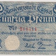 Cassel-Notgeld 50Pf. ohne D. Kennziffer-rot in der Mitte gebrauchte-Erhaltung selten