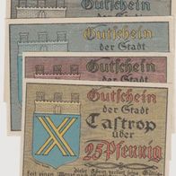 Castrop-Notgeld 25-50Pf. und 1-2-Mark-bis-24-03-1921 4Scheine