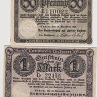 Cochem-Notgeld 50-Pf.-und-1.-Mark-vom-18-11-1918 2Scheine