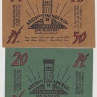 Corbach-Notgeld-Eisenberg 20-50Pf. vom 15-03-1921 2Scheine