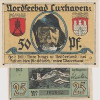 Cuxhafen-Notgeld 25-50-Pf. vom-03-1921 2Scheine