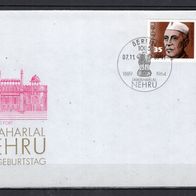 DDR 1989 100. Geburtstag von Jawaharlal Nehru MiNr. 3284 FDC gestempelt