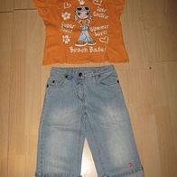 superschöne 3/4 Jeans 3suisses + tolles Girly - T-Shirt C&A Gr.110/116/122