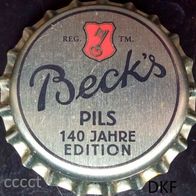 BECKS Pils Bier 140 Jahre Kronkorken Inbev Brauerei Bremen 2013 in neu und unbenutzt