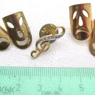 Schmuck * 3 Anstecknadeln * Theater Masken aus DDR-Zeit & Notenschlüssel