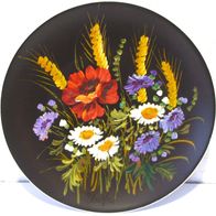 Wandteller / Zierteller mit Blumenmotiv - Porzellan handbemalt - Durchmesser: 26,5 cm