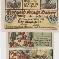 Bad-Driburg-Notgeld 50Pf und 1Mark-vom 09.1921 2Scheine