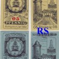 Dannenberg-Notgeld 5-10-10-50 Pf. bis 01.01.1923 4Scheine