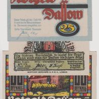 Dassow-Notgeld 10-25-50 Pf. bis 01.7.1922 3Scheine A