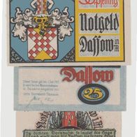 Dassow-Notgeld 10-25-50 Pf. bis 01.7.1922 3Scheine B