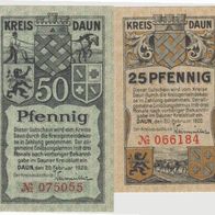 Daun-Notgeld 25-50Pf. vom 20.02.1920 2Scheine