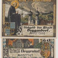 Deggendorf-Notgeld 25-50Pf. vom 09.1920 2Scheine