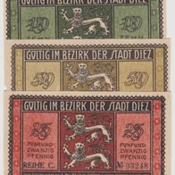 Diez-Notgeld 10-25-50 Pf. vom 06.1917 bis 31.12.1919 3Scheine