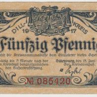 Dillenburg-Notgeld 50 Pf. von 1917 rote-Kz.