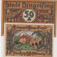 Dingolfing-Notgeld 50 Pf. vom 01.10.1920 und 50 Pf. ohne-Datum 2Scheine