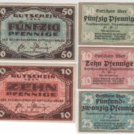 Dippoldiswalde-Notgeld 10-50 Pf.o.D. und 10-25-50 Pf. bis 31.12.1920 5Scheine