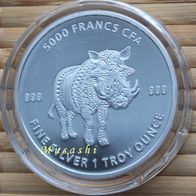 1 Oz Silbermünze Mandala Serie "Warthog" Warzenschwein 2021