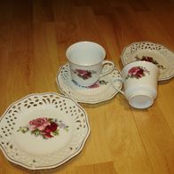Kaffeeset romantisch Rosen Durchbruchmuster NEU