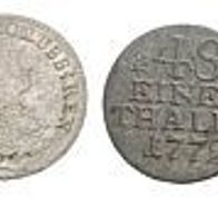 Brandendenburg 3 Münzen, Friedrich II. 1/48, 1/24 Taler 1785 und 3 Kreuzer 1753B
