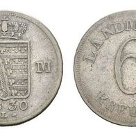 Sachsen-Meiningen Silber 6 Kreuzer 1830 L