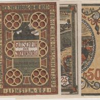 Eckernförde-Ykernborg-Notgeld 25-50Pf. und 1Mark bis 31.12.1921 3Scheine