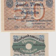 Eisenach-Notgeld 25Pf.v. 20.11.1919 und 50Pf.v. 14.02.1918 2Scheine