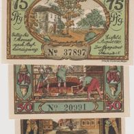 Eisfeld-Notgeld 25-50-75 Pf. vom 08.1921 3Scheine