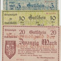 Elberfeld-Notgeld 5-10-20 Mark-, vom 25.10.1918, 3Scheine