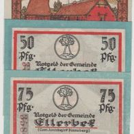 Ellerbek-Notgeld 25-50-75 Pf. ohne Datum 3Scheine