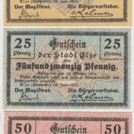 Elze-Notgeld 10-25-50 Pfennig vom 06.1919 3Scheine nicht häufig