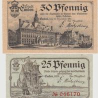 Emden-Notgeld 50Pf.v. 15.12.1918 und 25Pf. von 1920 2Scheine