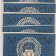 Ettenheim-Notgeld 6x50 Pfennig vom 01.03.1922 6Scheine