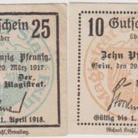 Exin-Notgeld-Posen 10-55 Pf. bis 01.04.1918 2Scheine