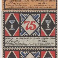 Lübeck-Notgeld-Landeskirche 25-50-75 Pf. vom 20-06-1921-3Scheine