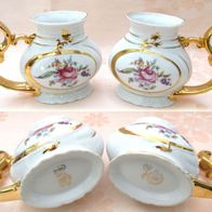 2x Porzellan Kurbecher Heilwasser Trinkbecher Kurbecher Bädertasse mit Rose & Gold