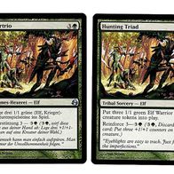 2x "Jägertrio", Uncommon aus "Morgenluft", ungespielt - Dt./ Engl